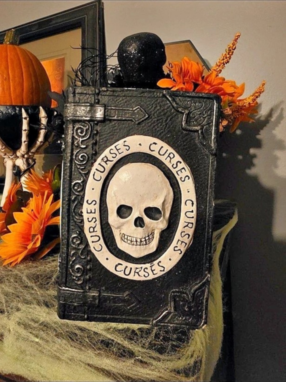 Ashland Skeleton Manor Stacked Books Tabletop Decor Halloween Decor Black &